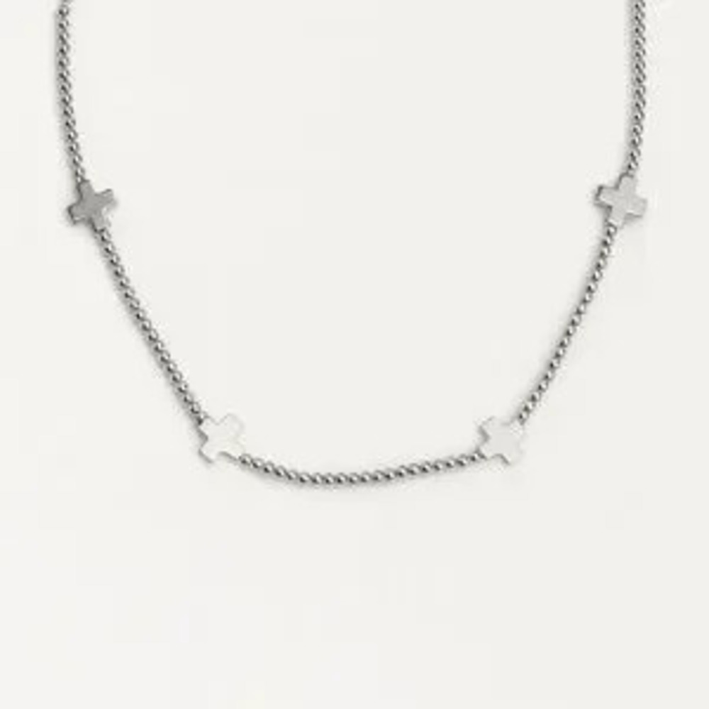 ?? Minimalist Silver Cross Charm Necklace ?????